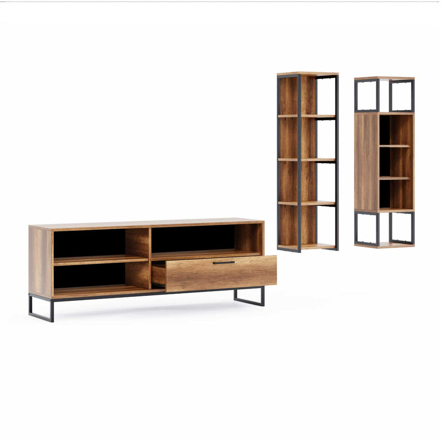 Yukon 3 Kapaklı 9 Raflı ve Çekmeceli Tv Ünitesi