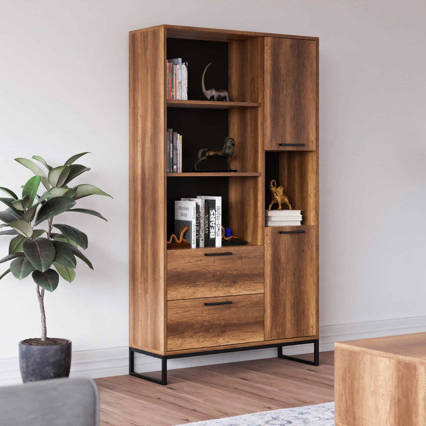 Yukon 4 Raflı 2 Kapaklı ve 2 Çekmeceli Kitaplık