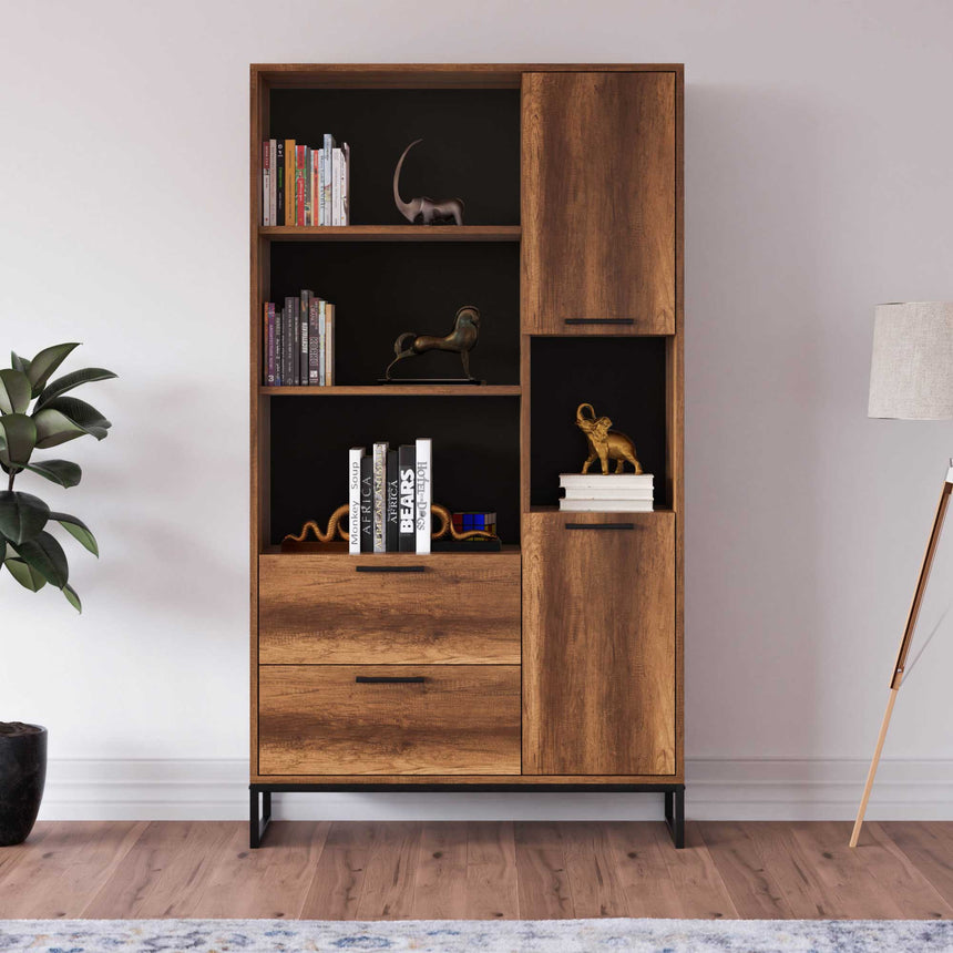 Yukon 4 Raflı 2 Kapaklı ve 2 Çekmeceli Kitaplık