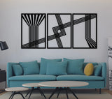 Geometric Lines - 2 Üçlü Metal Duvar Dekorasyonu