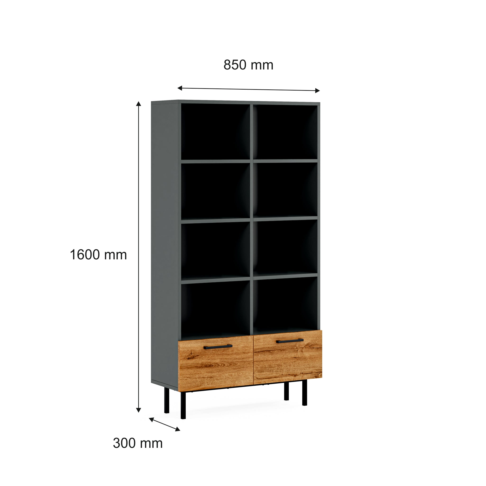 Volga 2 Çekmeceli ve 8 Raflı Kitaplık 85 cm – furmetmoduler