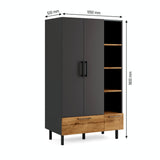 Volga Wardrobe with 2 Doors, 4 Shelves &amp; 2 Drawers