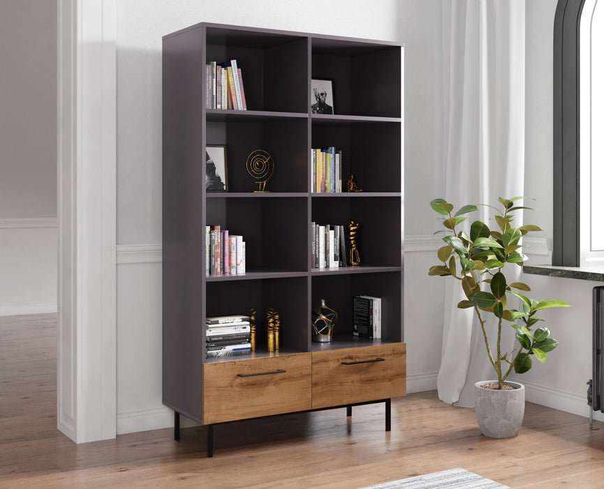 Volga Bookcase with 2 Drawers and 8 Shelves